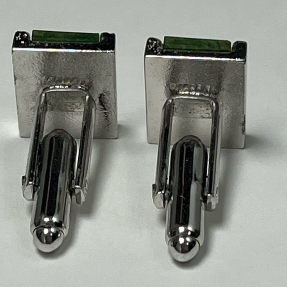 VTG Dante Jade Jadite Cuff Links Men’s cufflinks vintage silver green - Picture 10 of 12